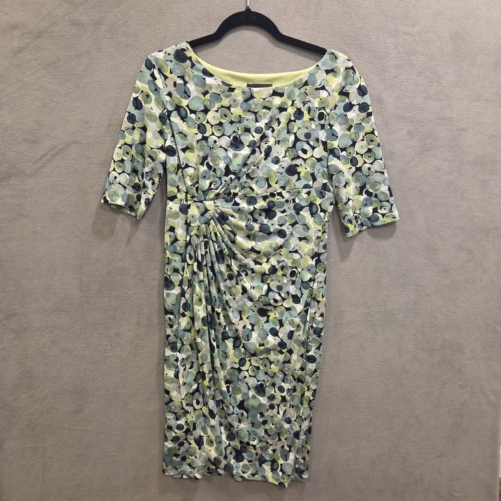 Connected‎ Apparel Midi Dress Women's Size 8 Twist Front Stretchy Geometric